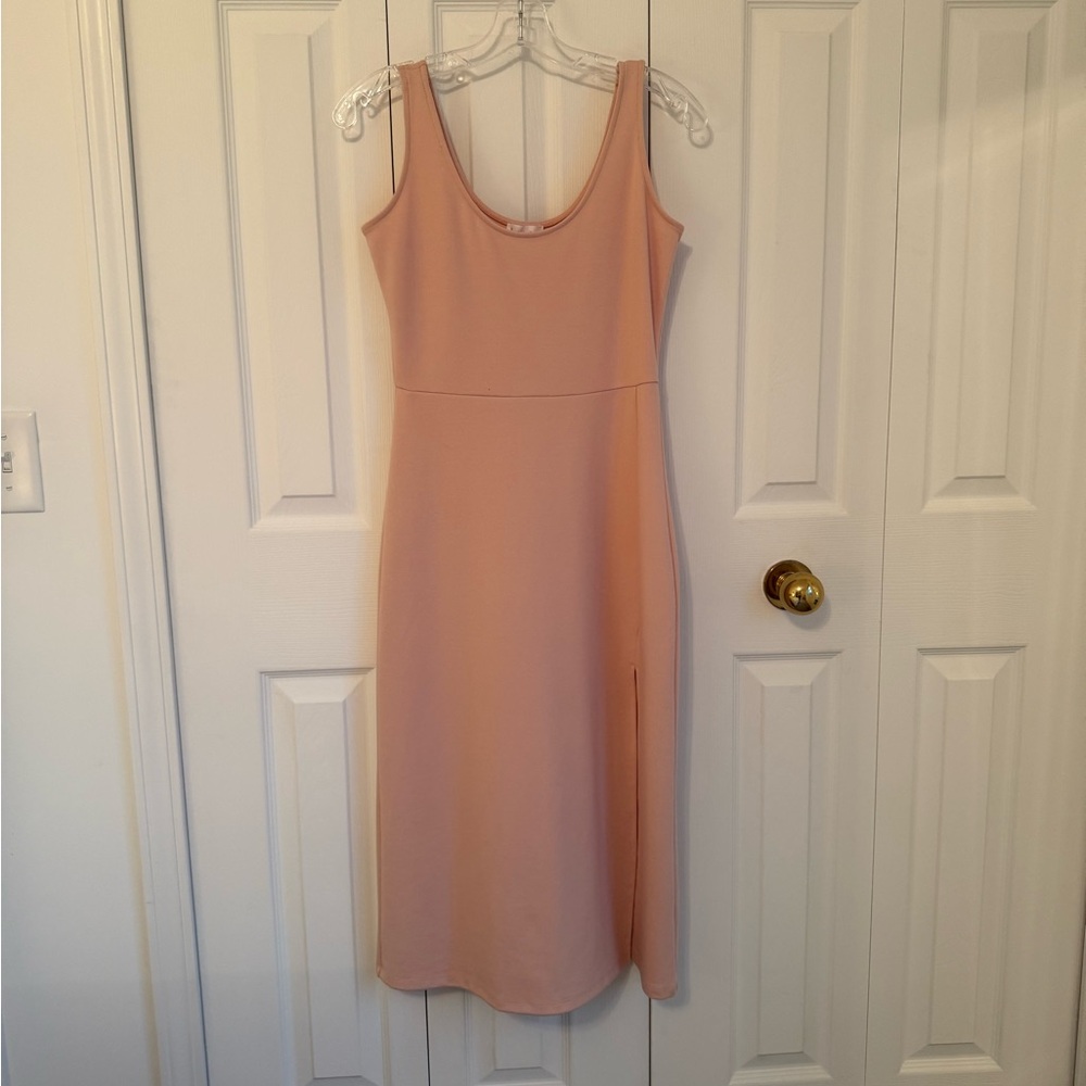 Leith Pink Sheath Midi Dress Sleeveless Scoop Neck